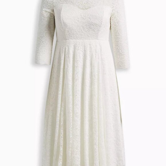 NWT Torrid Ivory Lace Tea-Length Wedding Dress - Picture 4 of 4